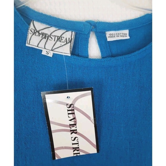 Silver Stream~Woman Size S~2pc. Set Blue Top/Blazer Black Embroidered Cotton NWT - Picture 7 of 9
